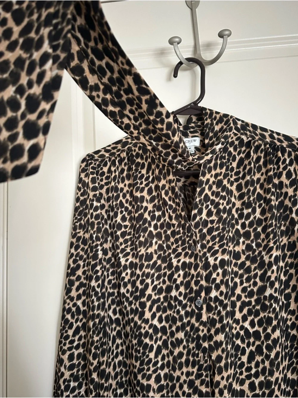 J. Crew Leopard-Print Bow Tie Blouse - Picture 4 of 5